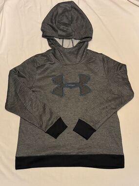 Under Armour Pullover Loose ColdGear Hoodie Gray Quilted Logo Men's Size L